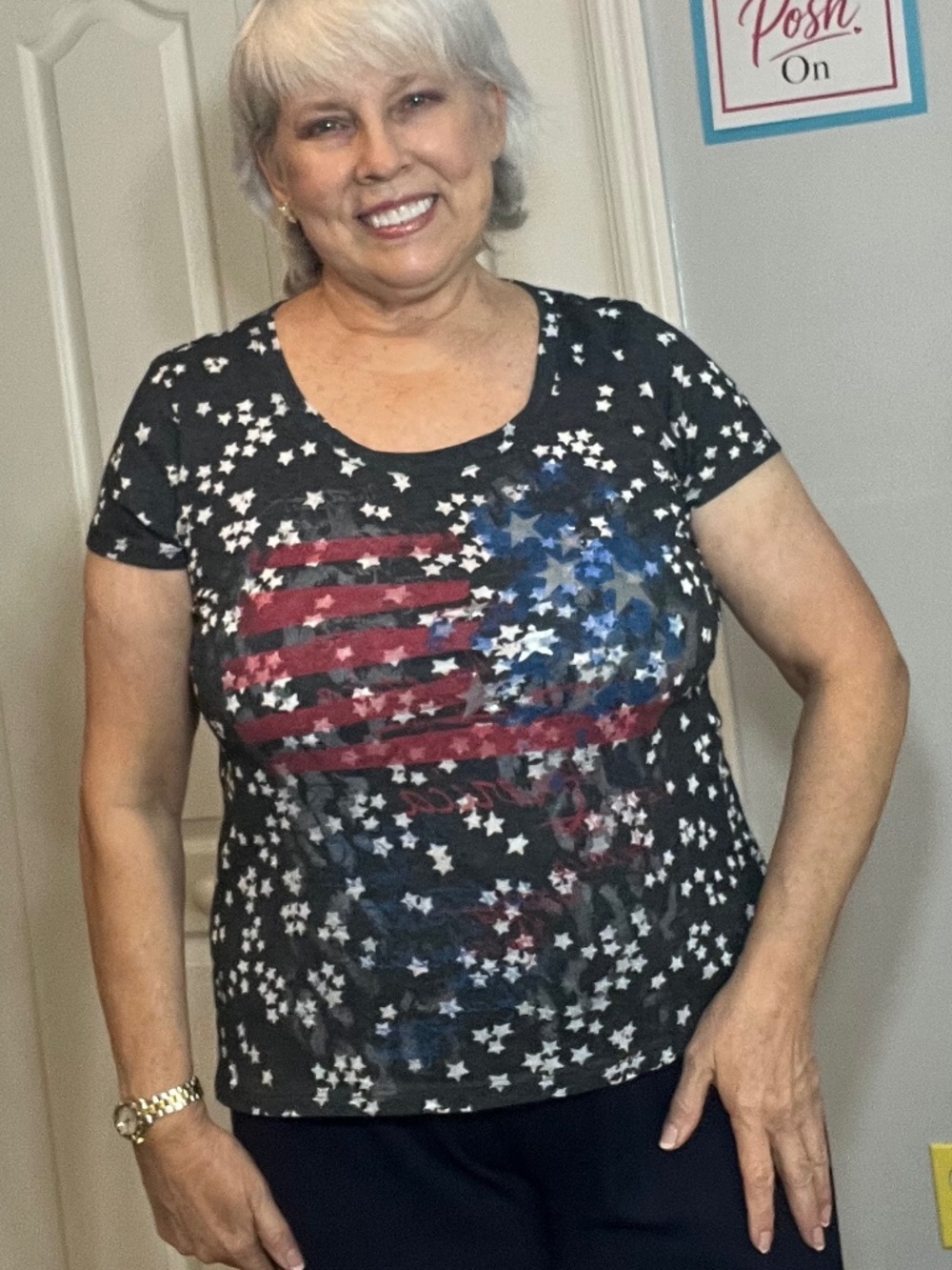 La Conduct Patriotic Stars & Stripes Lightweight Tee 🇺🇸 Size Large